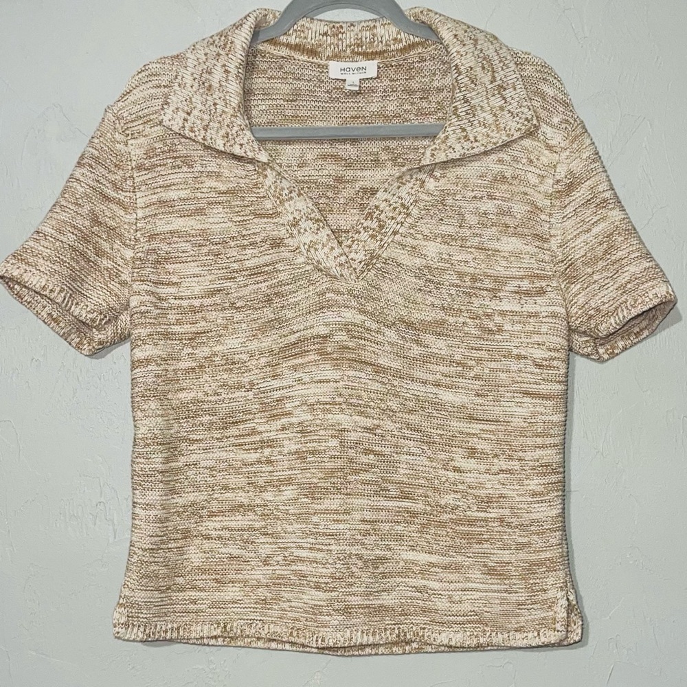 Haven Well Within Organic Cotton Linen Sweater Knit In Marled Oatmeal L
